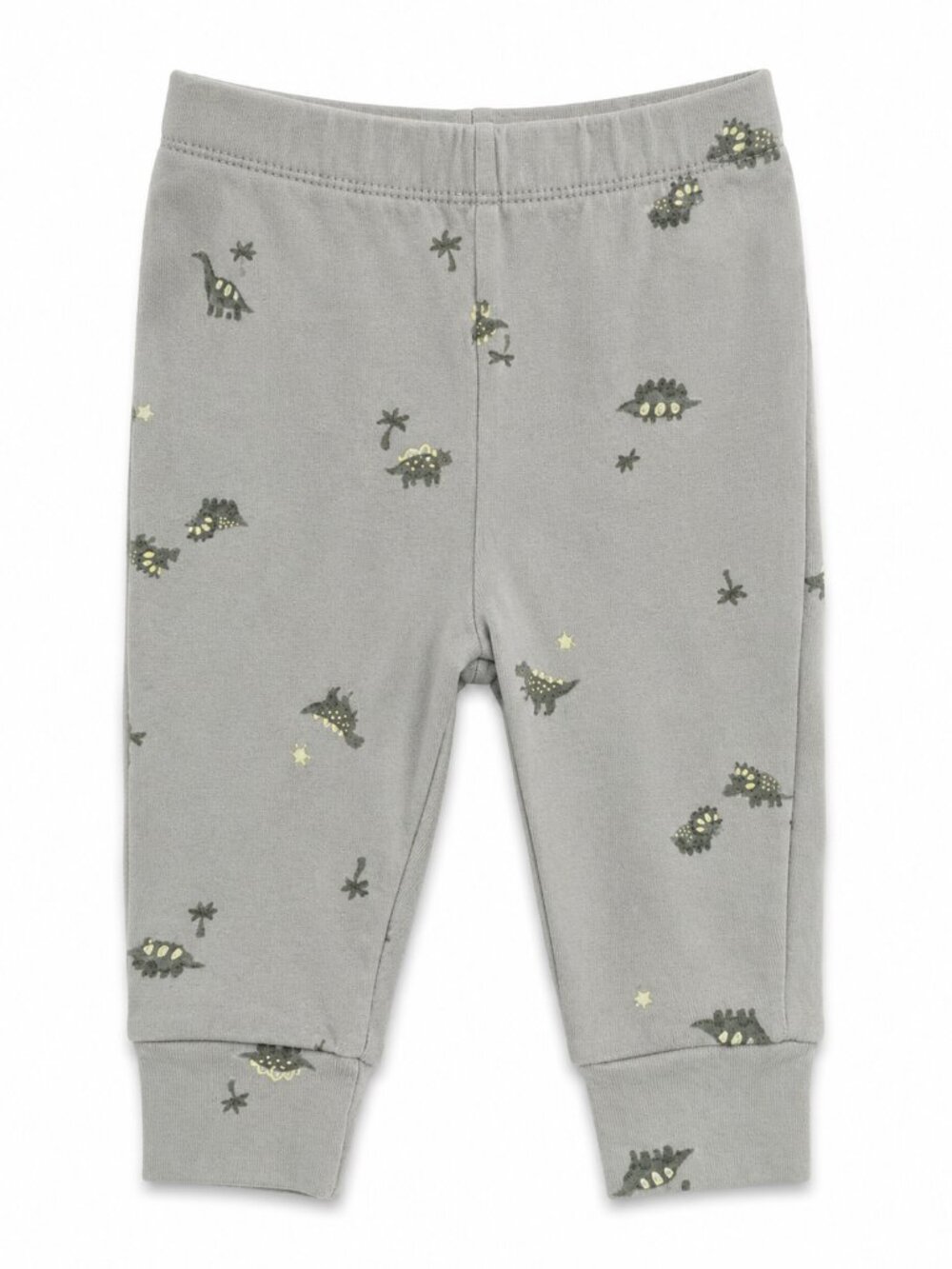 Baby Leggings Pants | Gray Dinosaur Print | Soft Cotton